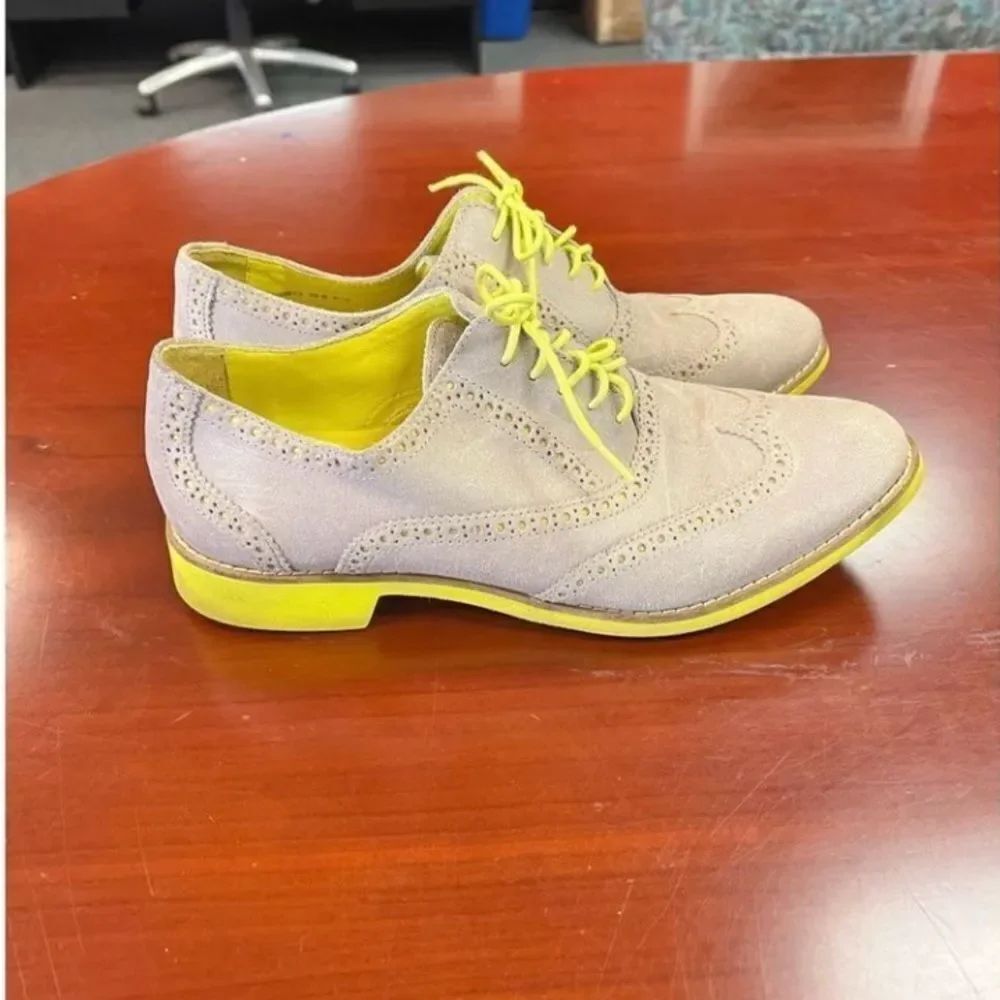 Cole Haan Tan & Yellow Suede Ladies Wing Tips sz 10